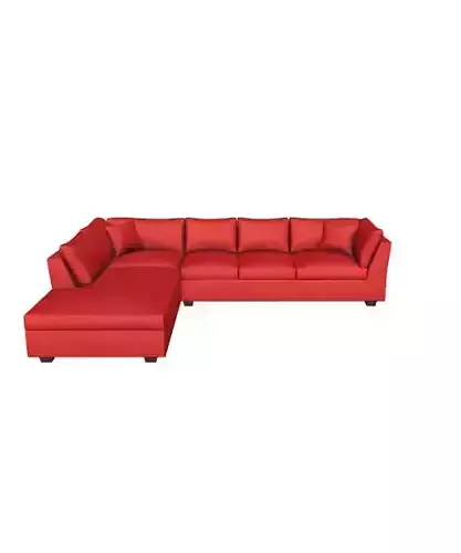 Luxurious Burgundy Velvet Sectional Sofa 3D Model