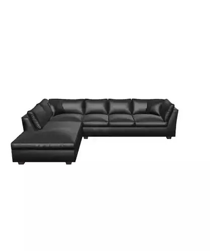 Modern Black Leather Sectional Sofa 3D Model