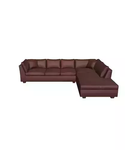 3D Sectional Sofa Chocolate PU - Realistic Living Room Furniture Model