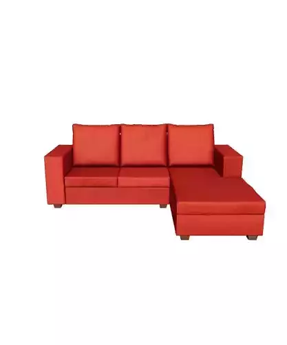 Red Fabric 3-Seater Sectional Sofa 3D Model for Living Room