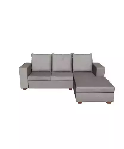 Modern Grey 3-Seat Sectional Sofa 3D Model