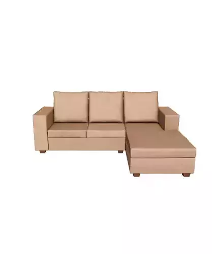 Modern Sectional Sofa 3D Model - Coffee Fabric