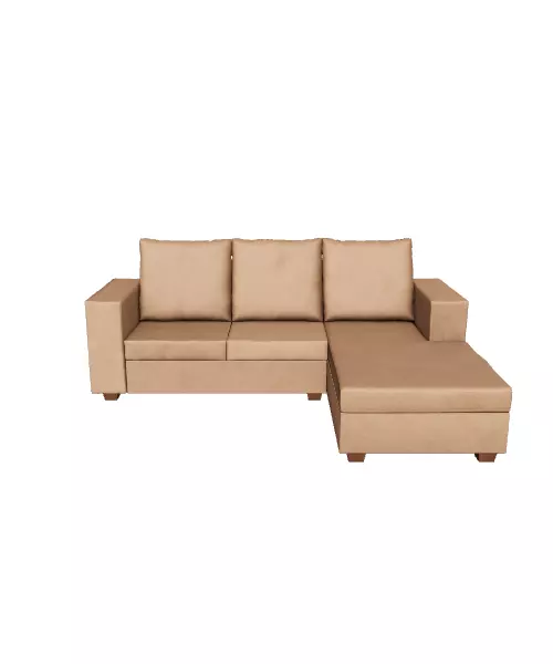 Modern Sectional Sofa 3D Model - Coffee Fabric Low-poly 3D model_0