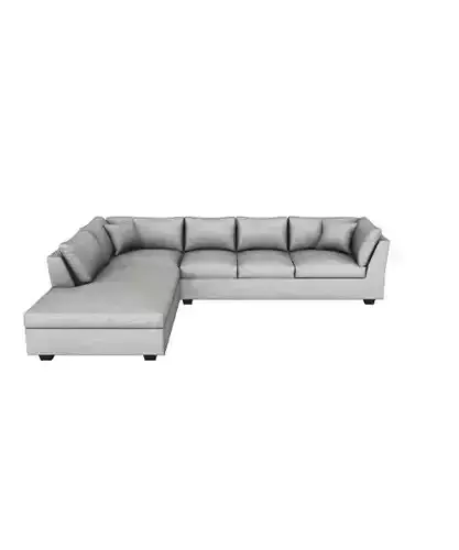 Left Hand Modern Velvet Sectional Sofa - Gray