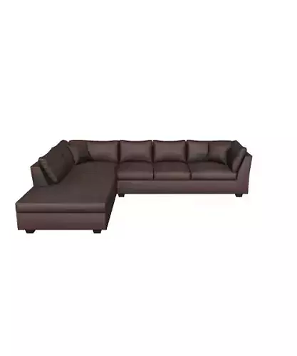 Modern Velvet Chocolate Sectional Sofa 3D Model - Stylish Living Room Furniture
