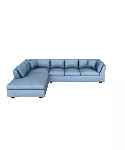 Luxury Velvet Sectional Sofa in Petroleum Blue - 3D Model