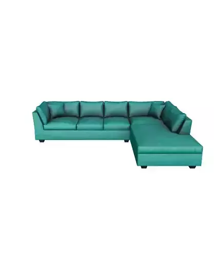 Elegant Velvet Turquoise Sectional Sofa - High-Quality 3D Model