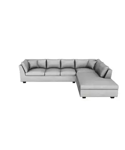 Modern Velvet Sectional Sofa 3D Model - Gray Furniture