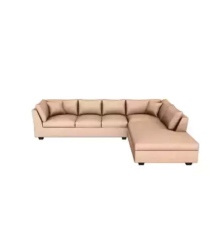 Velvet Beige Sectional Sofa 3D Model for Interior Design