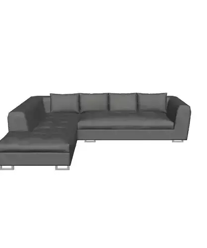 Modern Dark Gray Sectional Fabric Sofa 3D Model