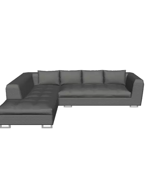 Modern Dark Gray Sectional Fabric Sofa 3D Model Low-poly 3D model_0