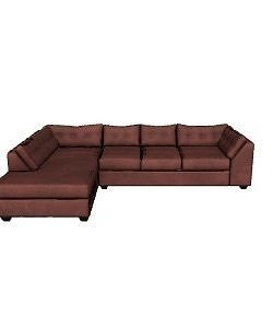Chocolate Fabric Sectional Sofa 3D Model - Left Orientation Low-poly 3D model