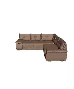 Chocolate Brown Living Room Sectional Sofa 3D Model