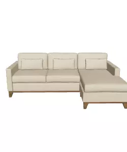 Modern Sectional Sofa in Beige Fabric Low-poly 3D model_0