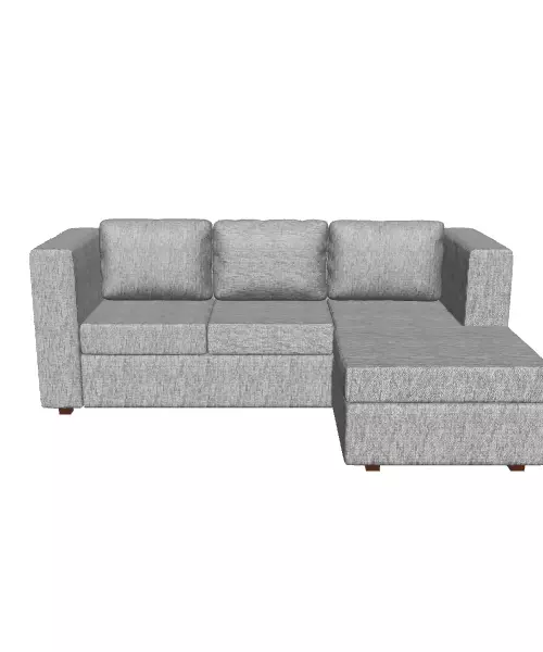 Sectional Chaise Longue Sofa 3D Model for Interior Design Low-poly 3D model_0
