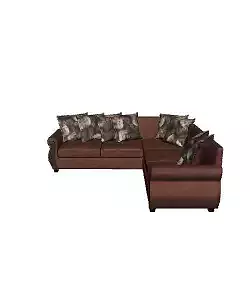 Comfortable Sectional Sofa in Coffee Fabric for Modern Living Room