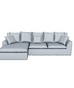 Modern Grey Fabric Sofa 3D Model for Interior Design Low-poly 3D model