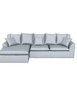 Modern Grey Fabric Sofa 3D Model for Interior Design Low-poly 3D model_0