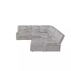 Modern Gray Sectional Reclining Sofa - 3D Model for Living Room Furniture