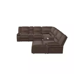 Brown Leather Reclining Sectional Sofa 3D Model Low-poly 3D model_0
