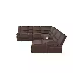 Brown Leather Reclining Sectional Sofa 3D Model