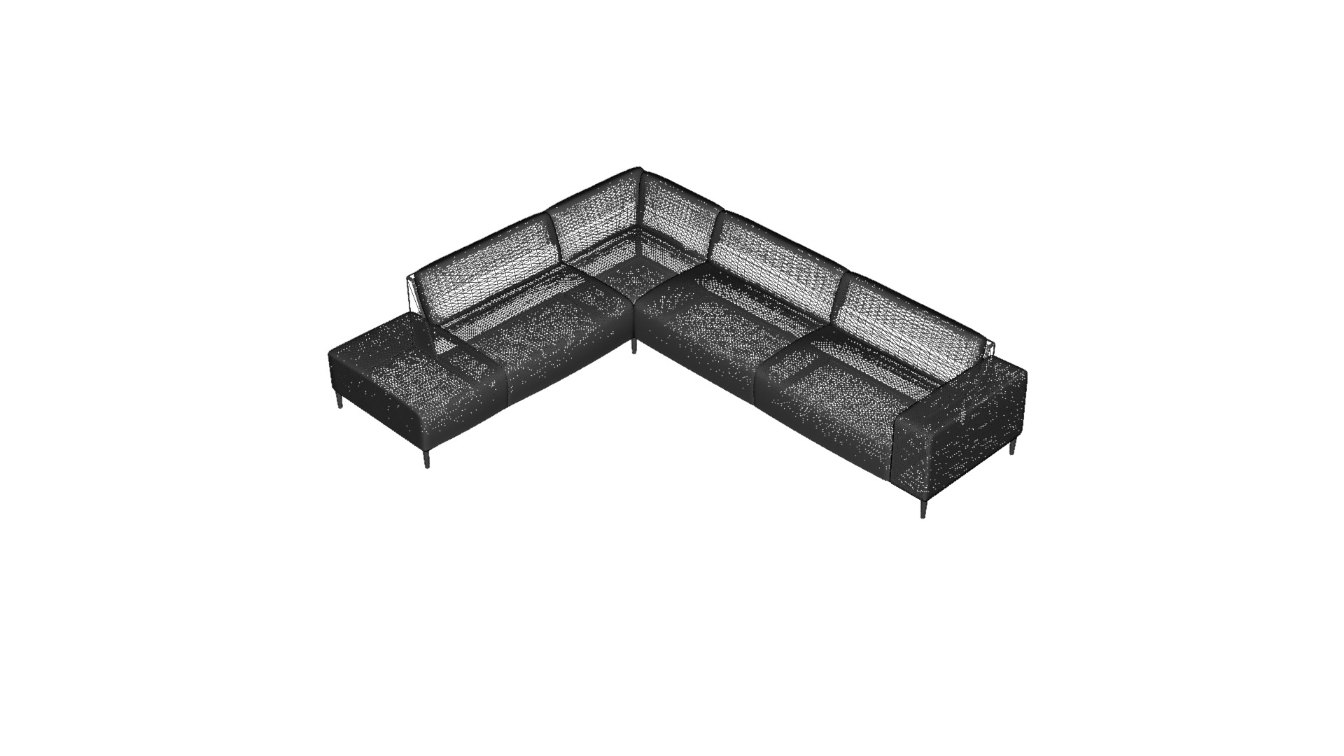 Detailed 3D Model Left Corner Sofa for Interior Design Low-poly 3D model_25