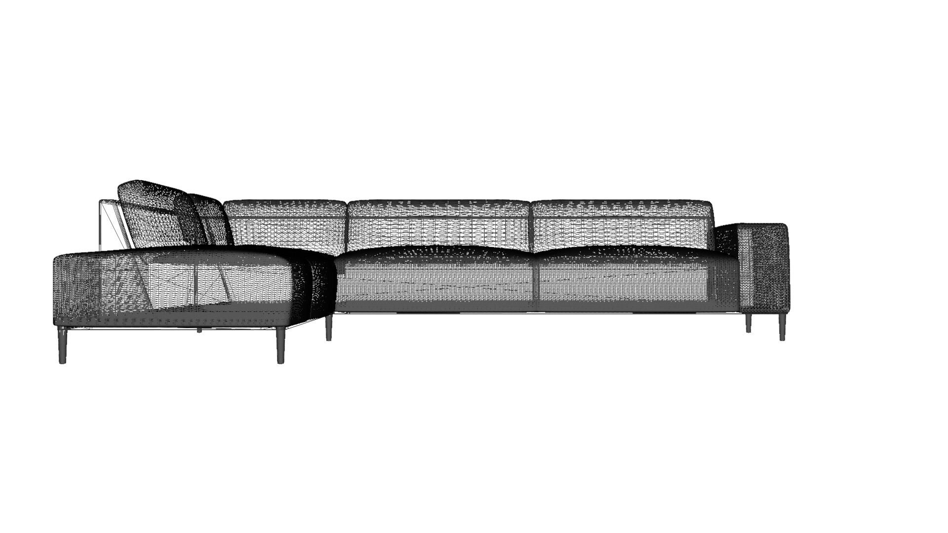Detailed 3D Model Left Corner Sofa for Interior Design Low-poly 3D model_1