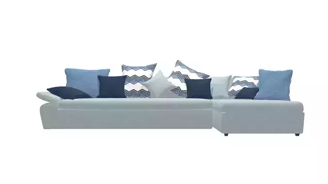 Modern Left Corner Sectional Sofa 3D Model for Living Room
