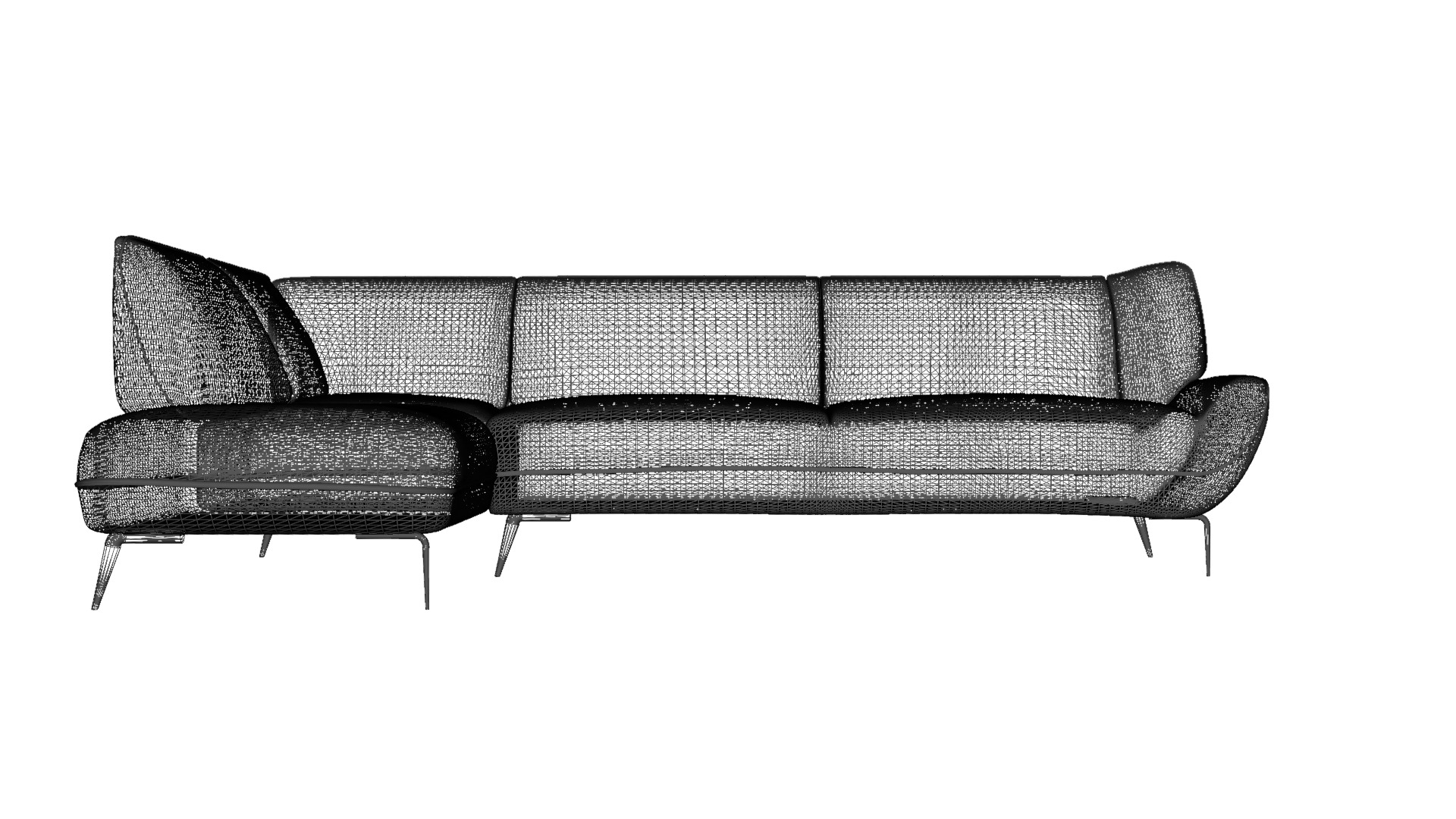 L-Shaped Modern Corner Sofa 3D Model Low-poly 3D model_1