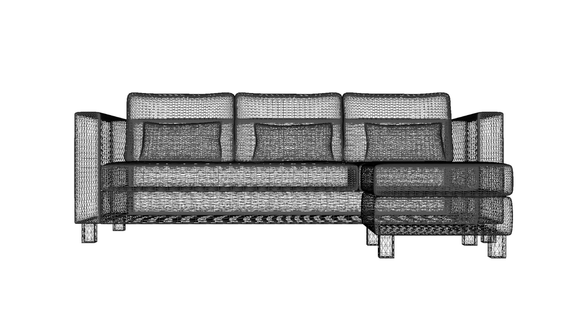 Contemporary 2-Piece Corner Sectional Sofa for Modern Homes Low-poly 3D model_3