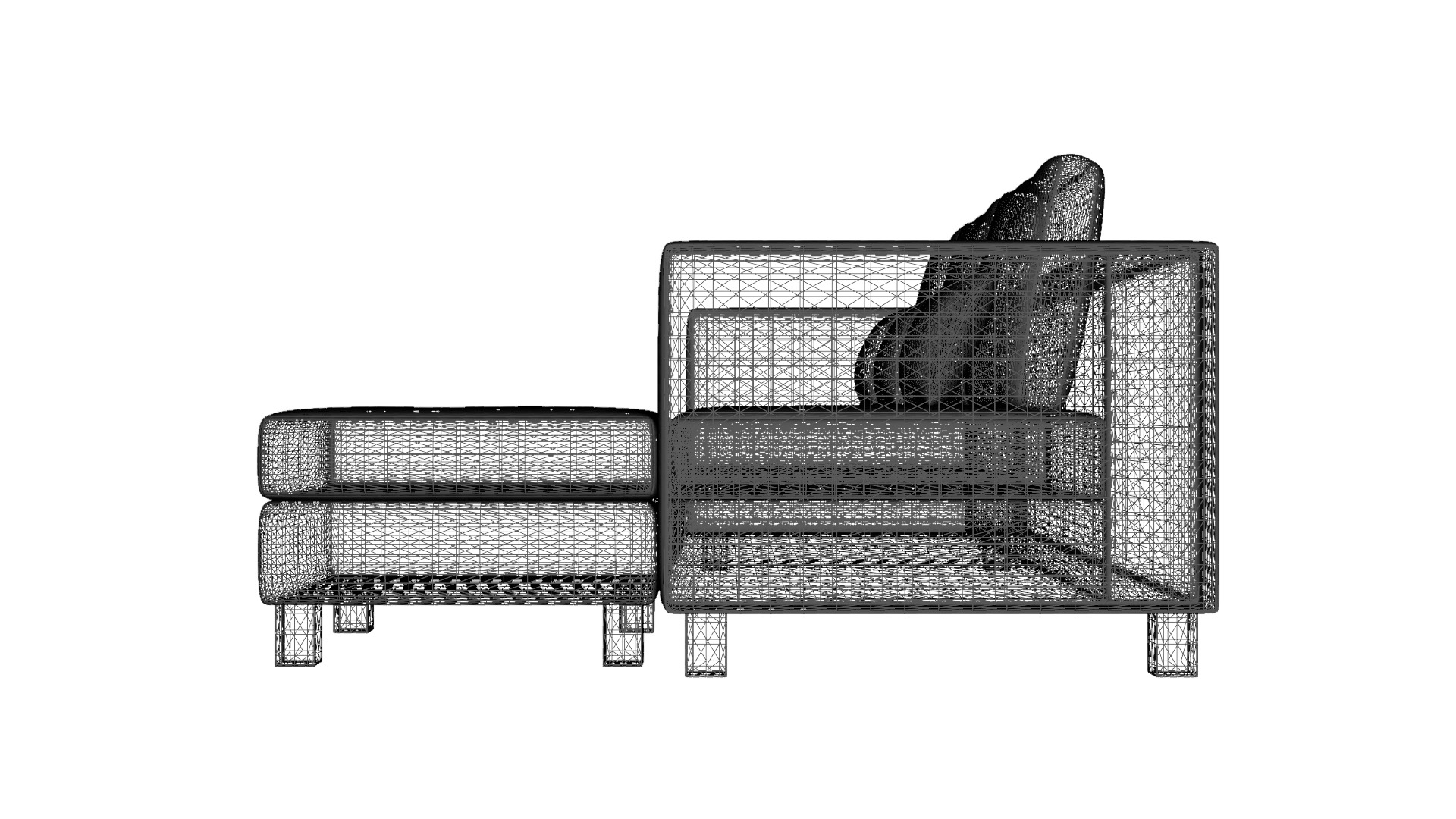 Contemporary 2-Piece Corner Sectional Sofa for Modern Homes Low-poly 3D model_15