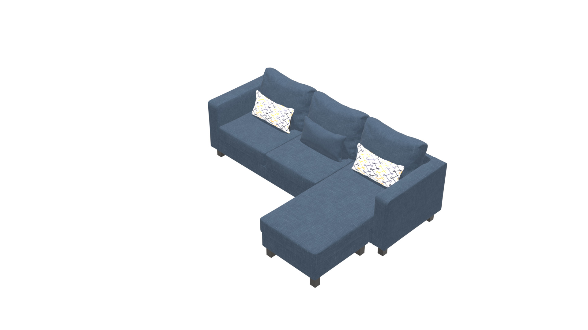 Contemporary 2-Piece L-Shaped Sofa Low-poly 3D model_24