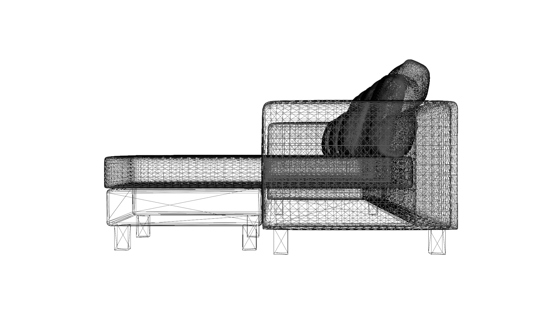 Contemporary 2-Piece L-Shaped Sofa Low-poly 3D model_13