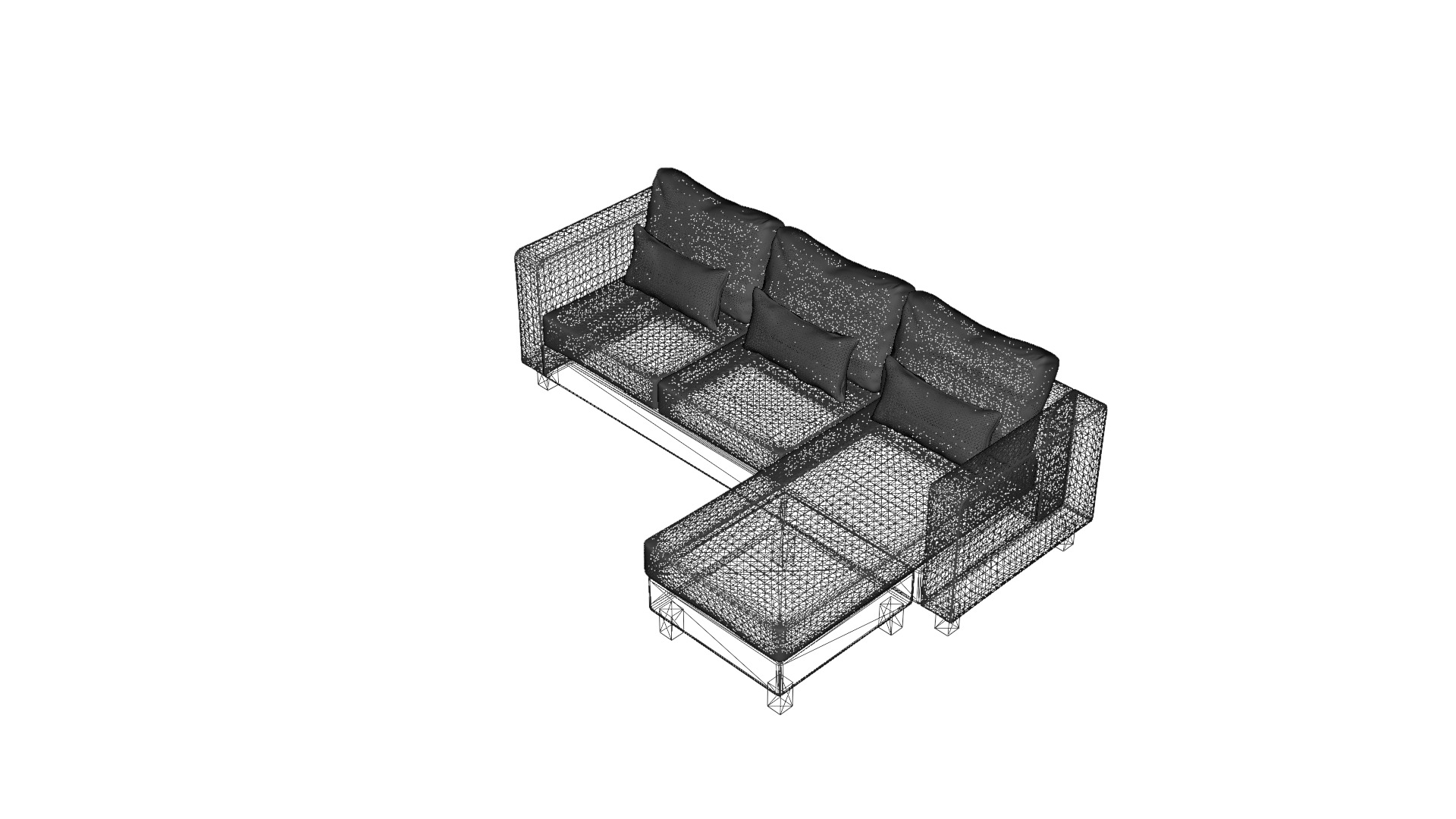 Contemporary 2-Piece L-Shaped Sofa Low-poly 3D model_25