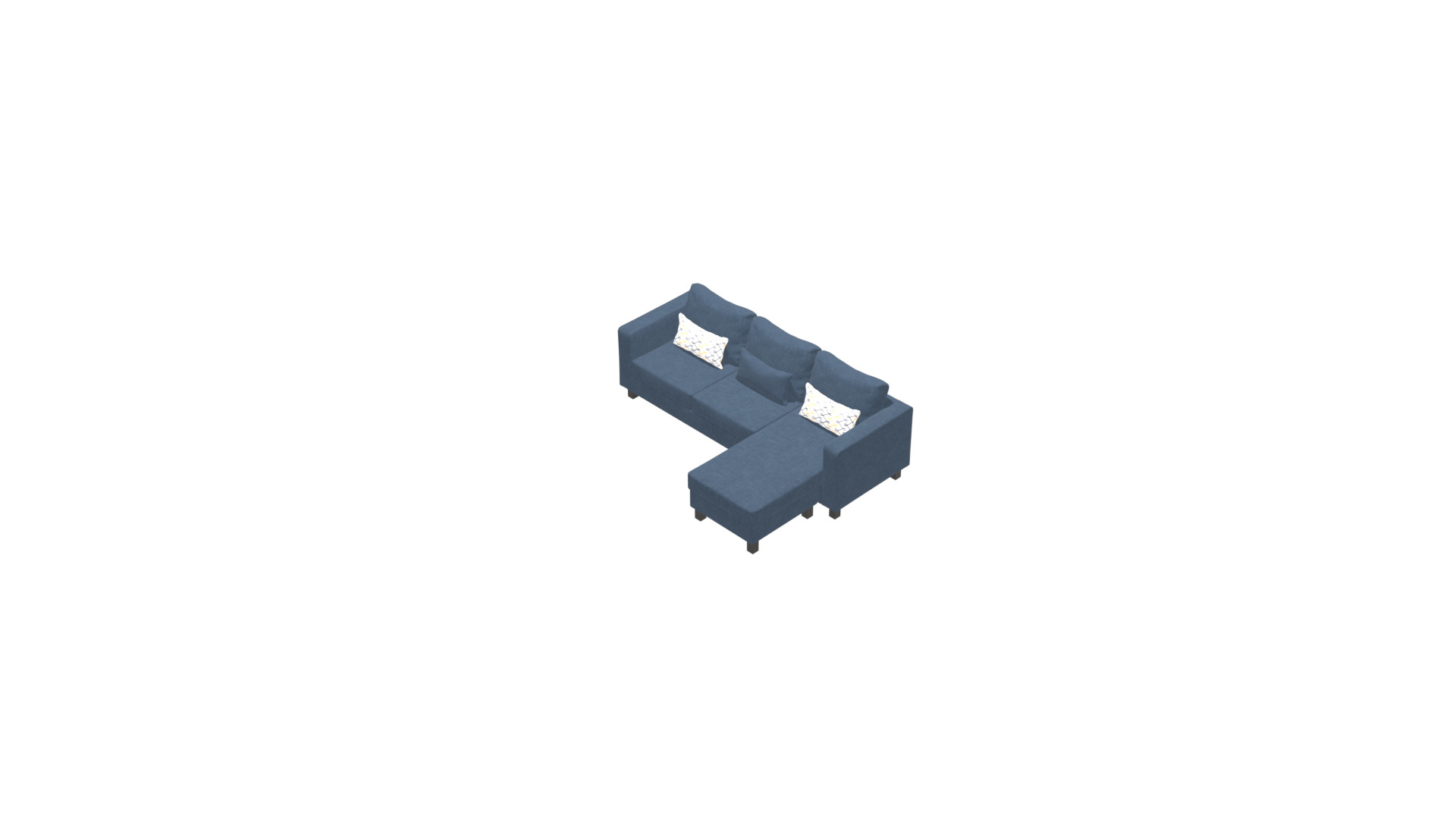 Contemporary 2-Piece L-Shaped Sofa Low-poly 3D model_26
