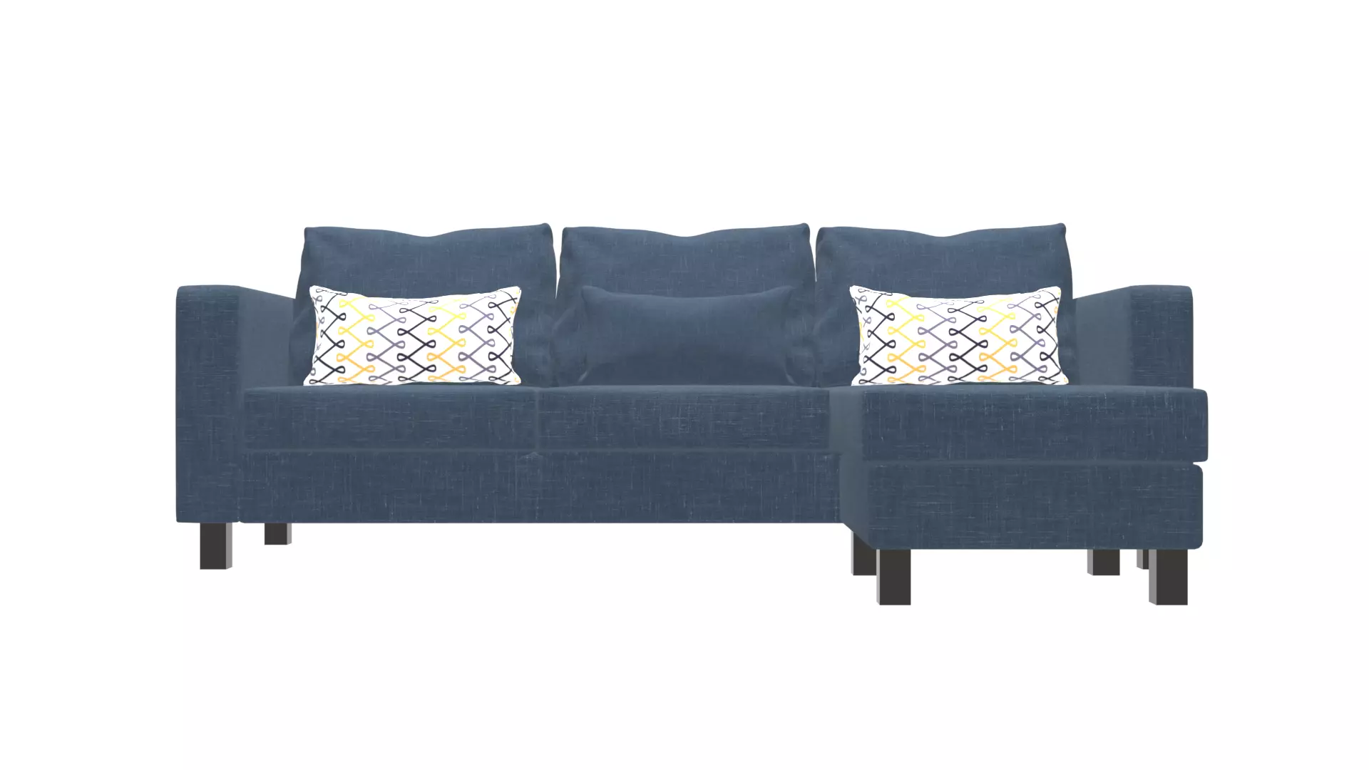 Contemporary 2-Piece L-Shaped Sofa Low-poly 3D model_0