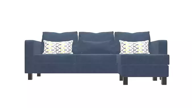 Contemporary 2-Piece L-Shaped Sofa Low-poly 3D model