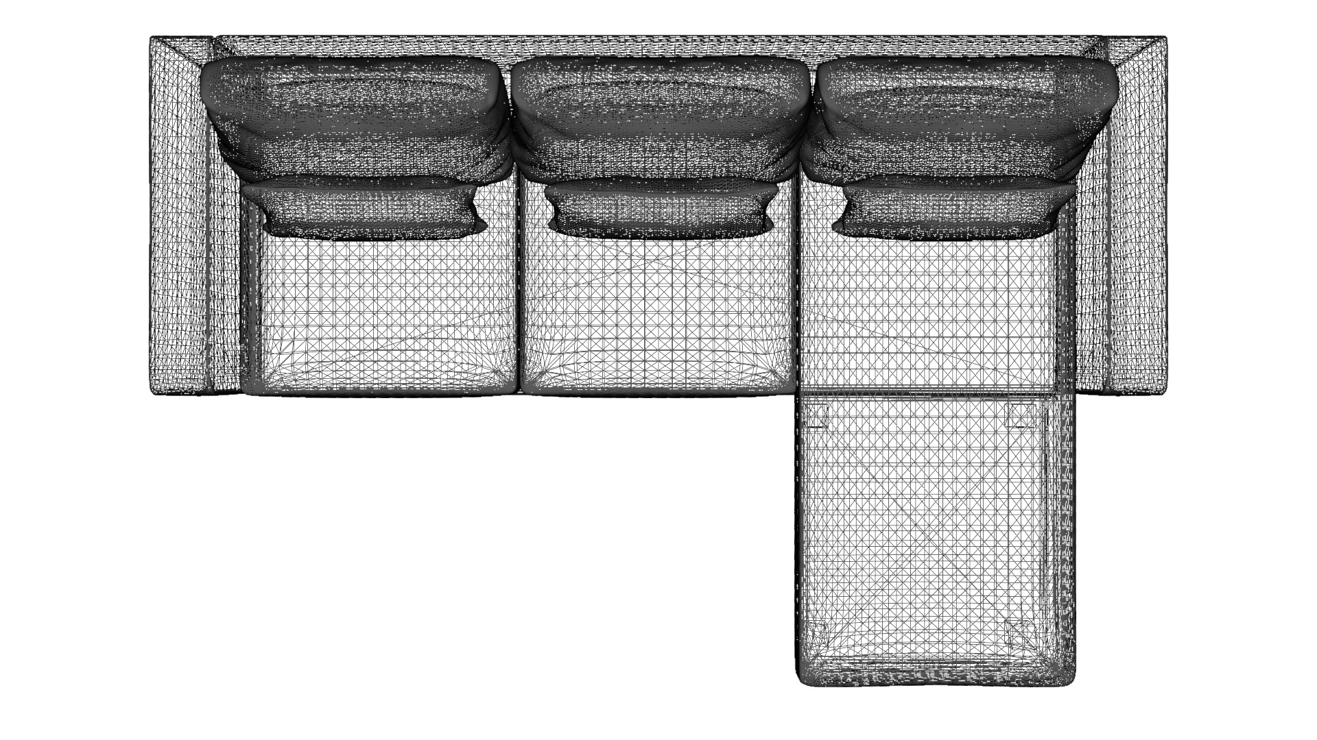 Contemporary 2-Piece L-Shaped Sofa Low-poly 3D model_17