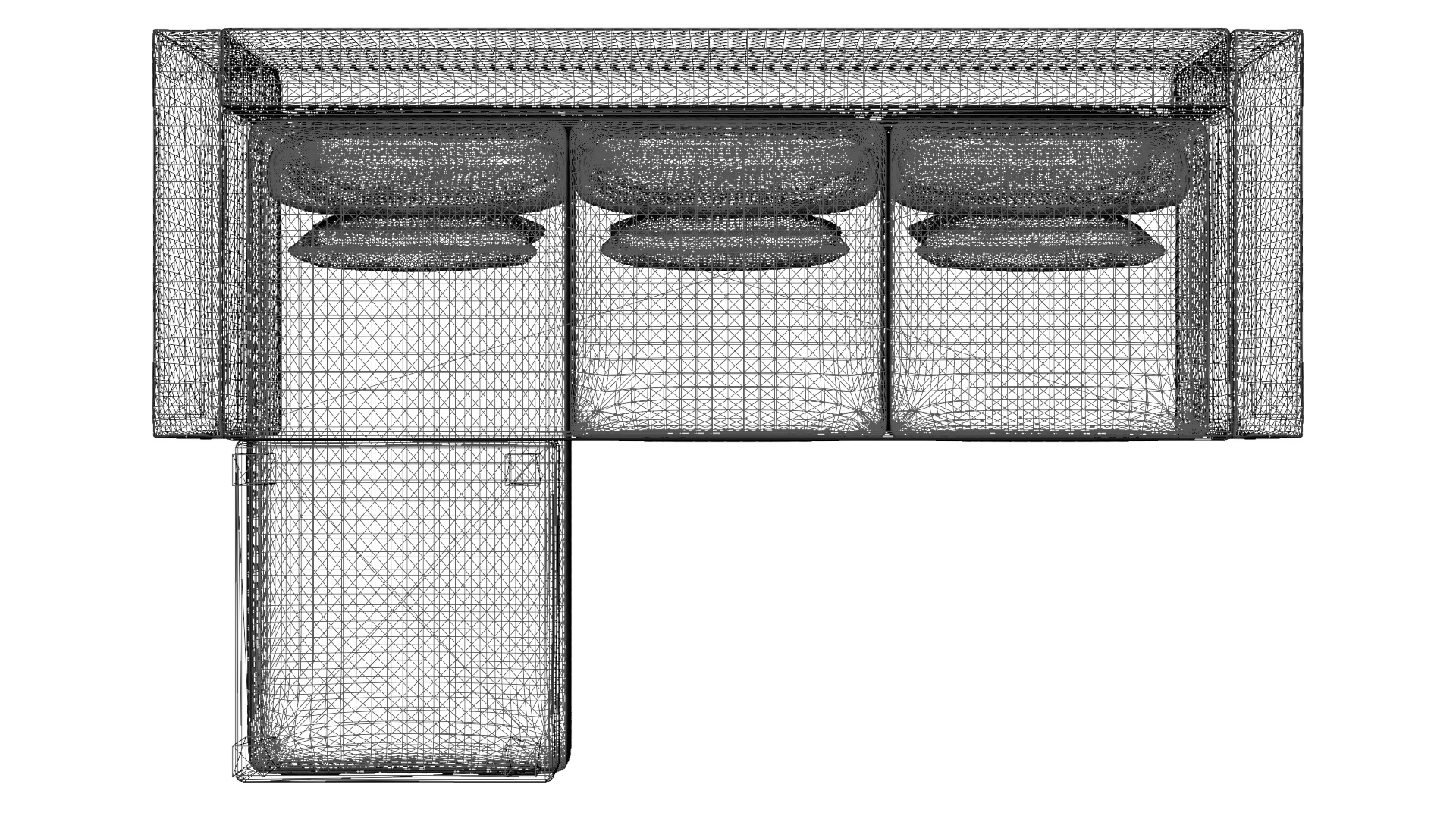 Contemporary 2-Piece L-Shaped Sofa Low-poly 3D model_21