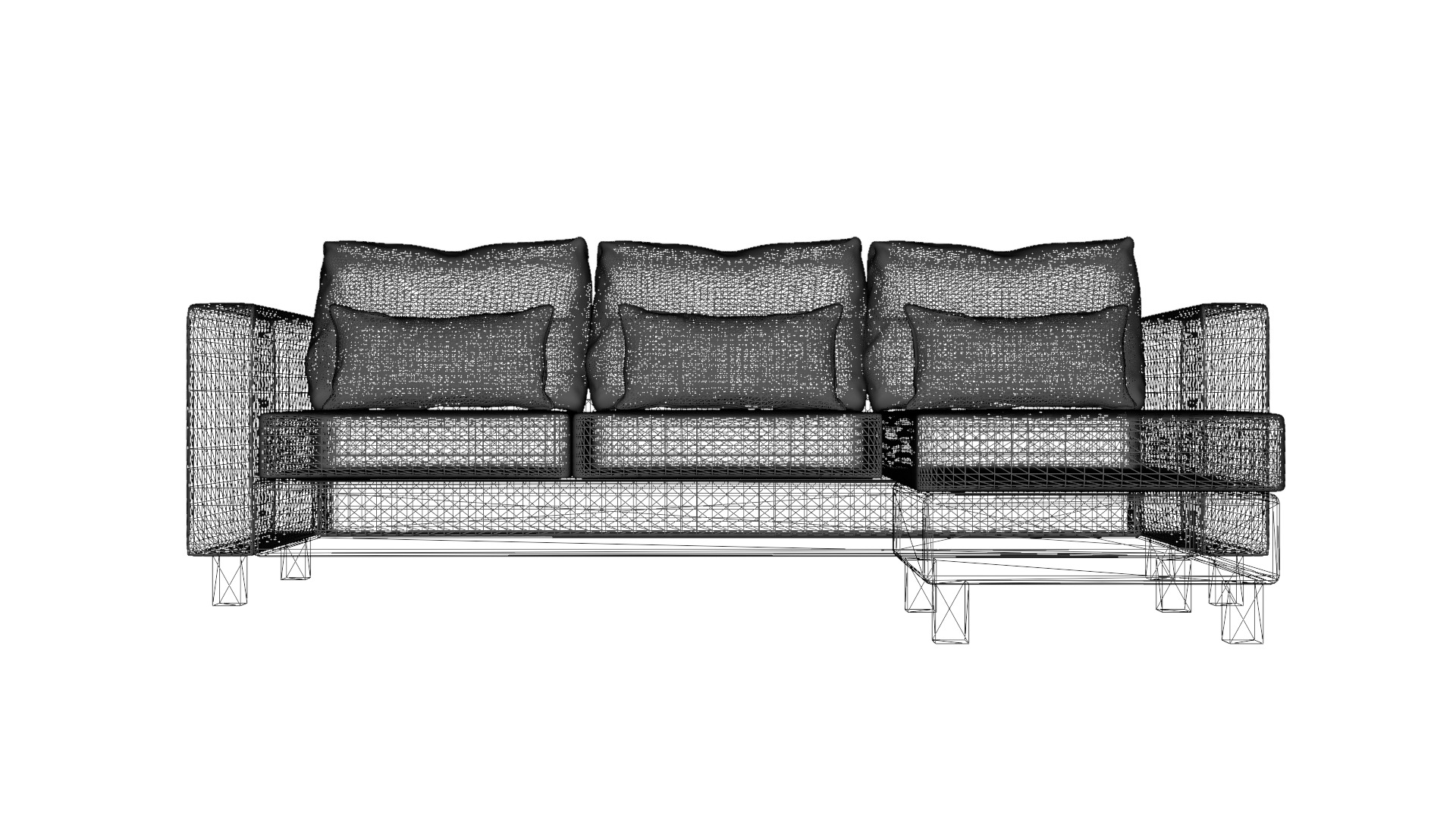 Contemporary 2-Piece L-Shaped Sofa Low-poly 3D model_1
