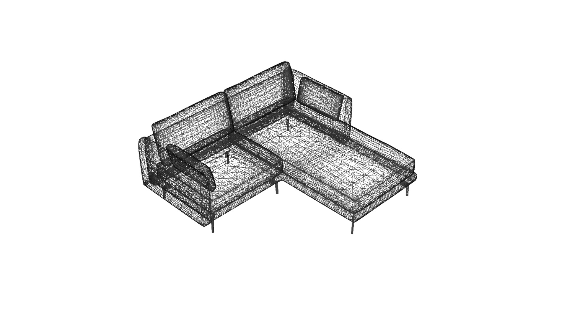 Beige Corner Sofa 3D Model - Stylish Furniture Low-poly 3D model_25