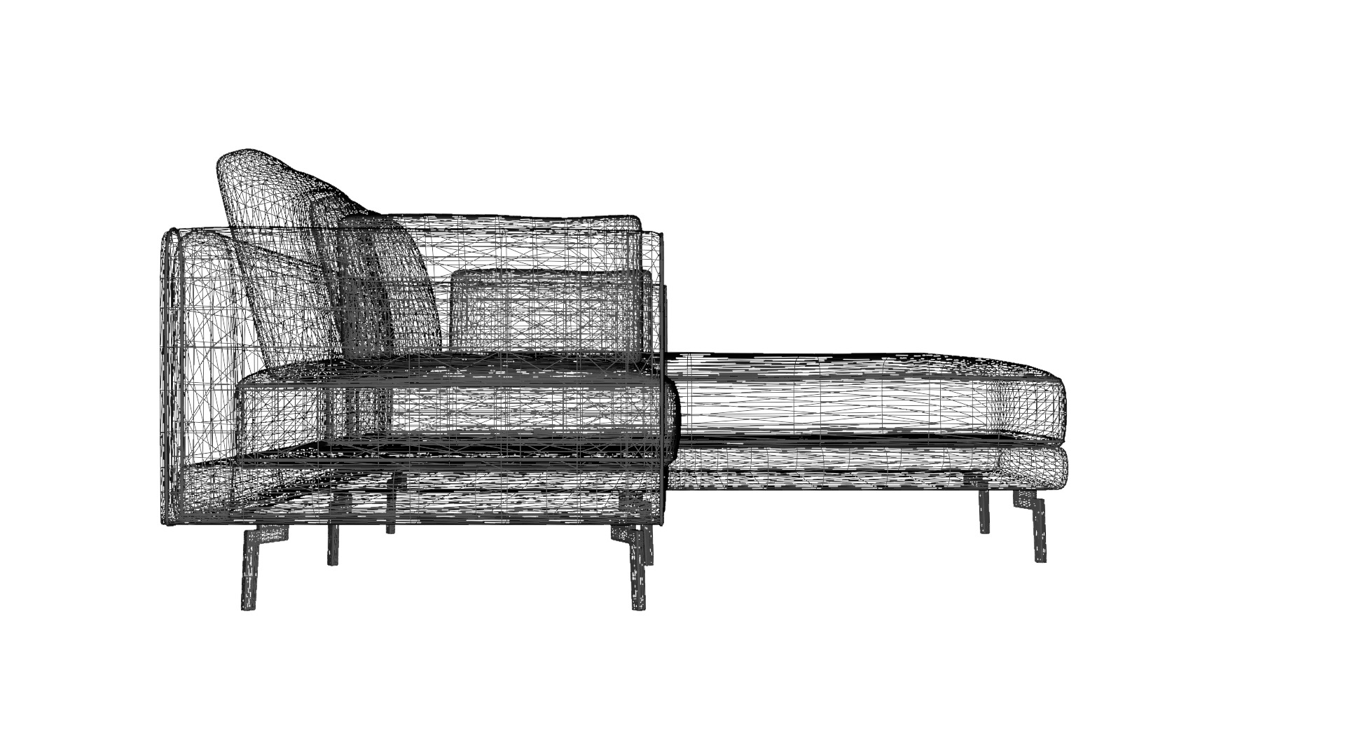 Beige Corner Sofa 3D Model - Stylish Furniture Low-poly 3D model_2