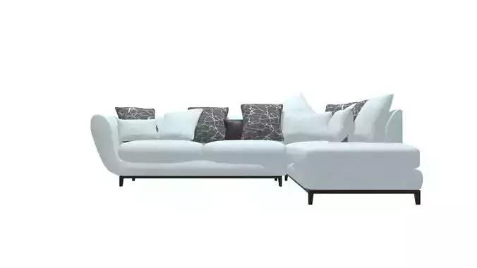 Modern Corner Sofa 3D Model for Living Room Furniture Interiors