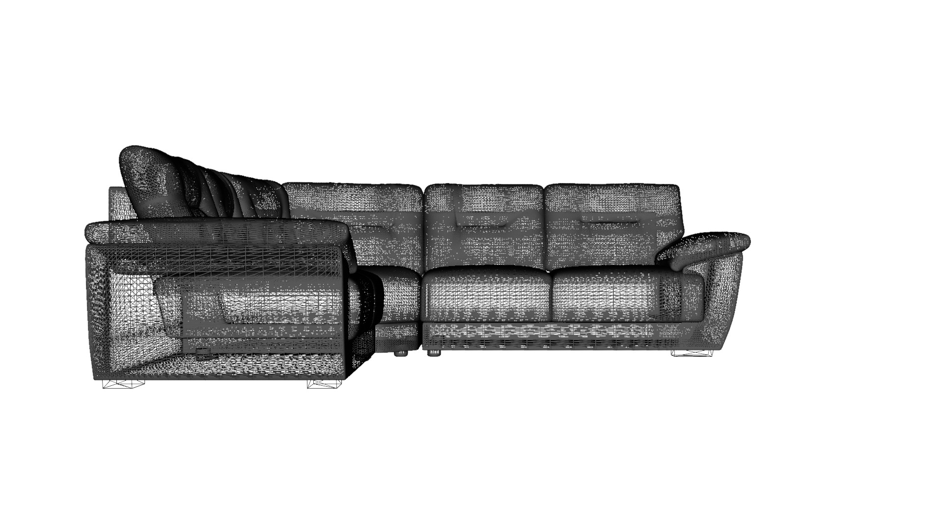 Elegant Curved Leather Sofa 3D Model - Modern Furniture Low-poly 3D model_1