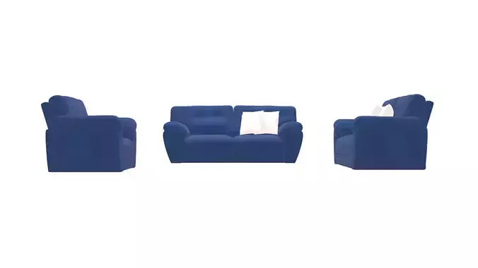 Blue Elegant Chair 3D Model - Living Room and Office Furniture