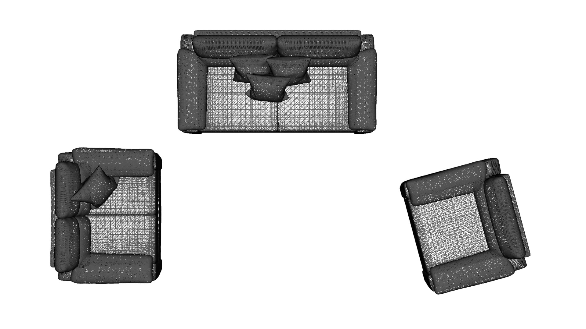 Modern Living Room Furniture Set Low-poly 3D model_17