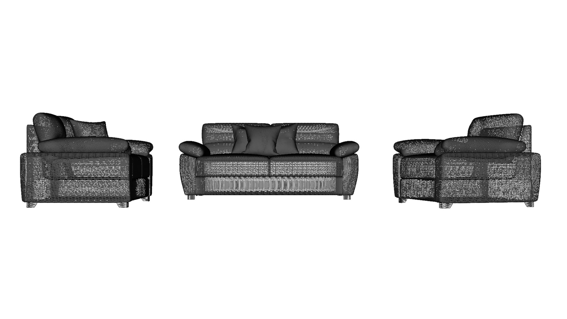 Modern Living Room Furniture Set Low-poly 3D model_1