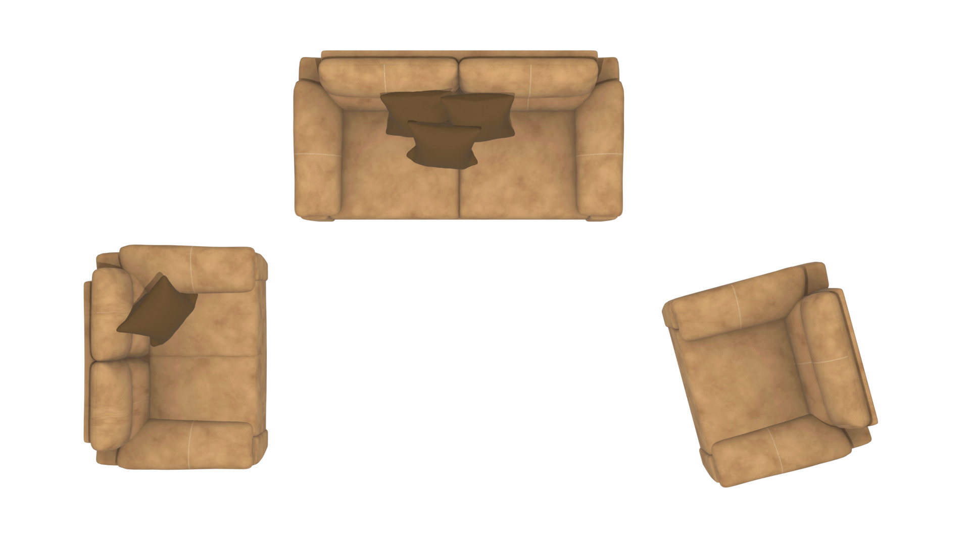 Modern Living Room Furniture Set Low-poly 3D model_16