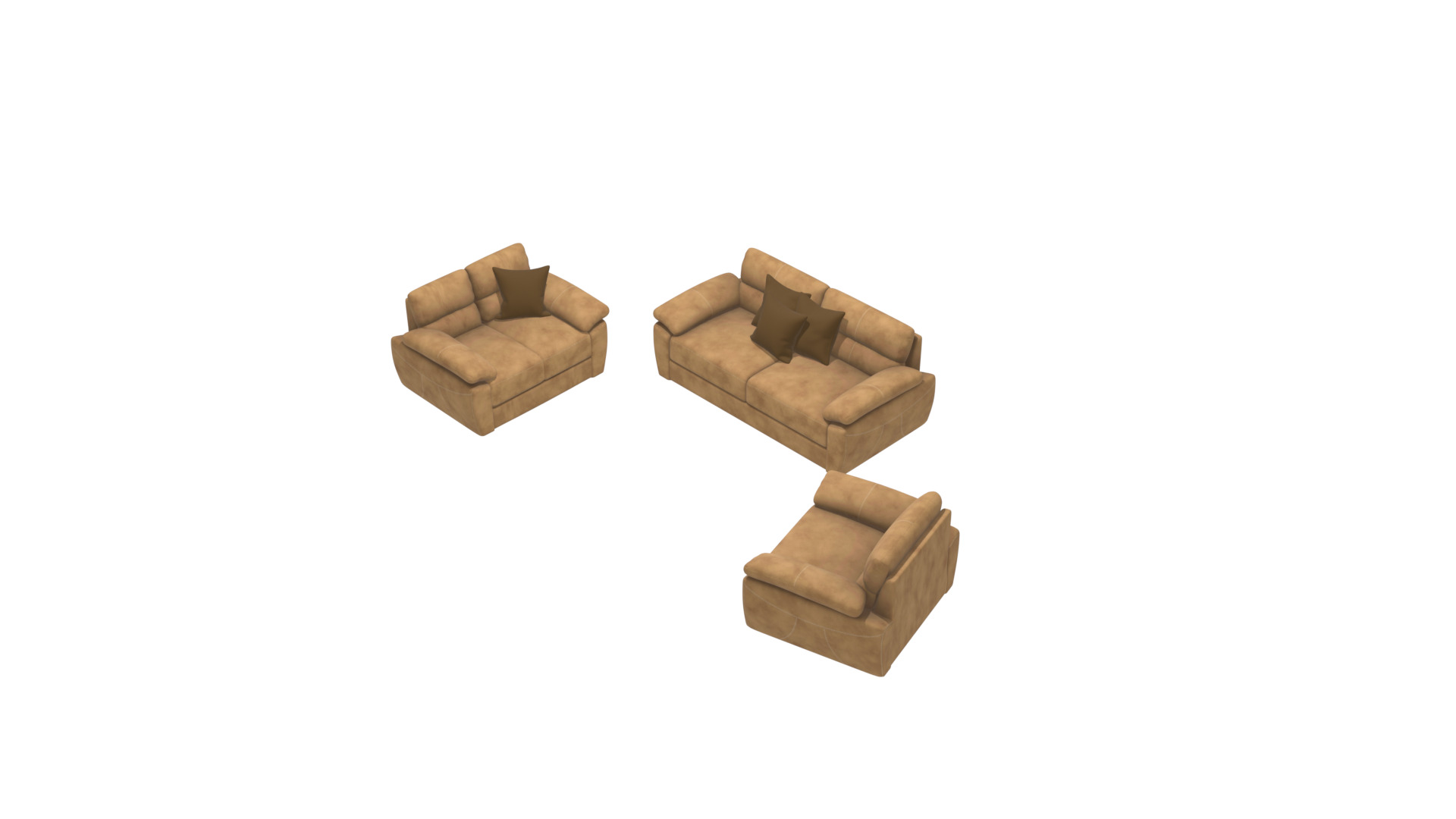 Modern Living Room Furniture Set Low-poly 3D model_24