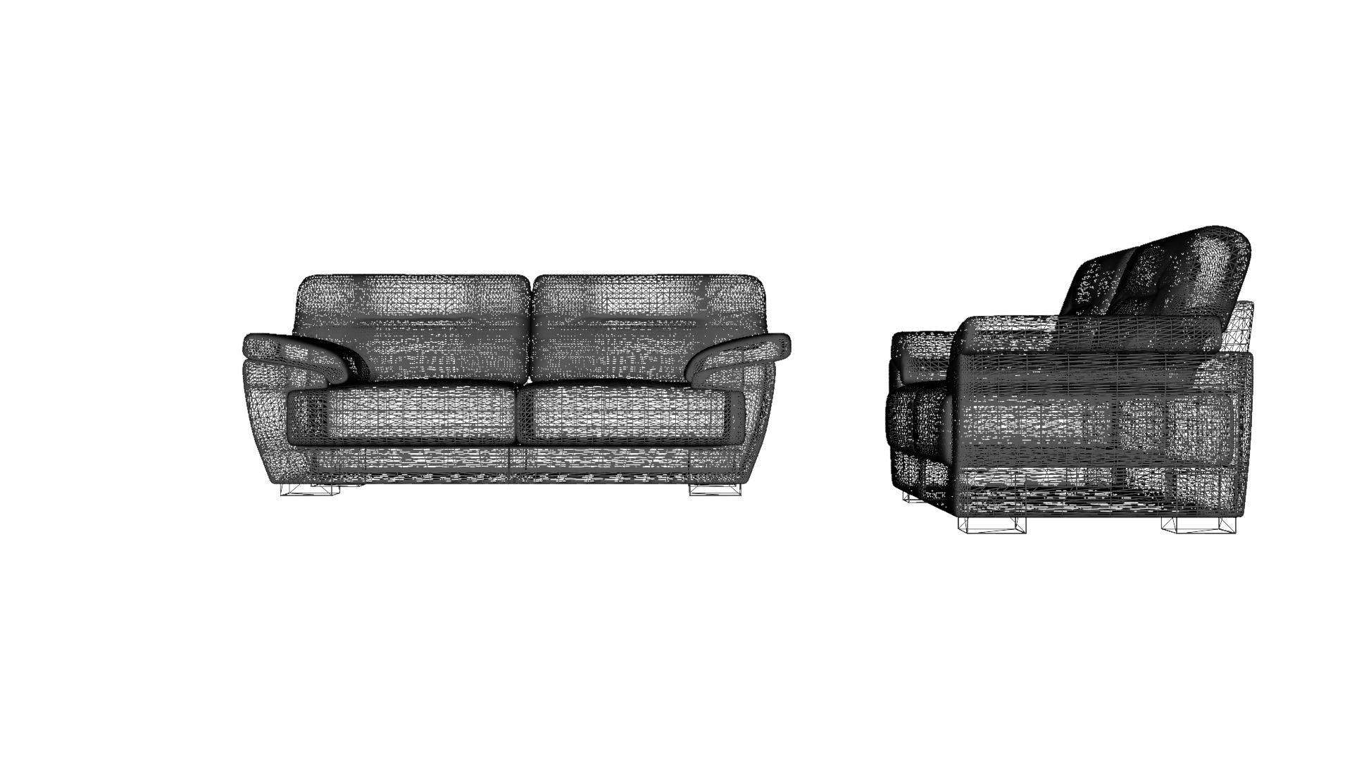Elegant Leather-Vinyl Combination Sofa 3D Model Low-poly 3D model_1